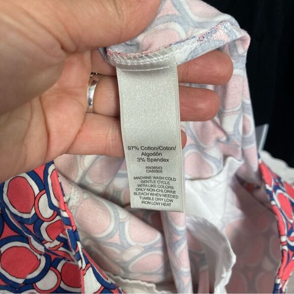 Van Heusen Pencil Skirt Size 6 Pink & Blue Circles Tailored Stretch Geometric - Picture 10 of 15